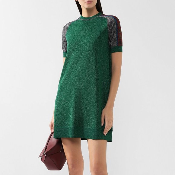 Gucci Metallic T-shirt Dress in Green NEW WITH TAGS - Picture 7 of 13